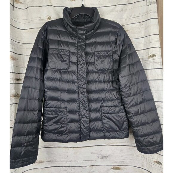 Lands End Women Black Down Puffer Vest Jacket XL 18 Down Fill Packable Full Zip - Picture 1 of 7